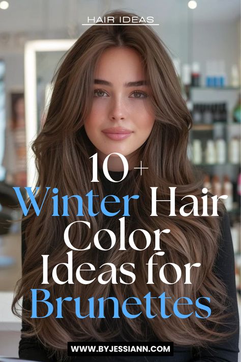 10+ Winter Hair Color Ideas for Brunettes - Winter Brunette Inspo! Lowlights To Hide Gray Hair Brunettes, Sepia Hair Color, Platinum Highlights On Dark Hair Brown, Brown Hair Looks Brunettes, Winter Color Palette Hair Colors, Brown Hair Inspo Medium Length, Winter Highlights For Dark Hair, Multi Tone Hair Color Brown, Winter Hair Ideas For Brunettes