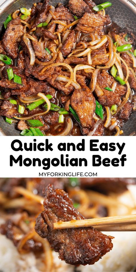 This Quick and Easy Mongolian Beef recipe is the perfect quick weeknight meal. Inspired by the famous P.F. Changs recipe, this recipe can now be made at home with ease. Easy Mongolian Beef, Mongolian Beef Recipe, Easy Weeknight Dinners Healthy, Dinners Healthy, Mongolian Beef Recipes, Healthy Weeknight Meals, Mongolian Beef, Easy Weeknight Dinner, Beef Recipe