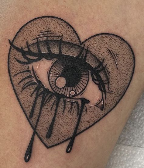 Sacred Heart Eye Tattoo, Girlfriends Eyes Tattoo, Melting Eye Tattoo, Women Eyes Tattoo, Eye Elbow Tattoo, Eye With Tear Tattoo, Eye In Heart Tattoo, Heart With Eyes Tattoo, Eye Tattoo Geometric