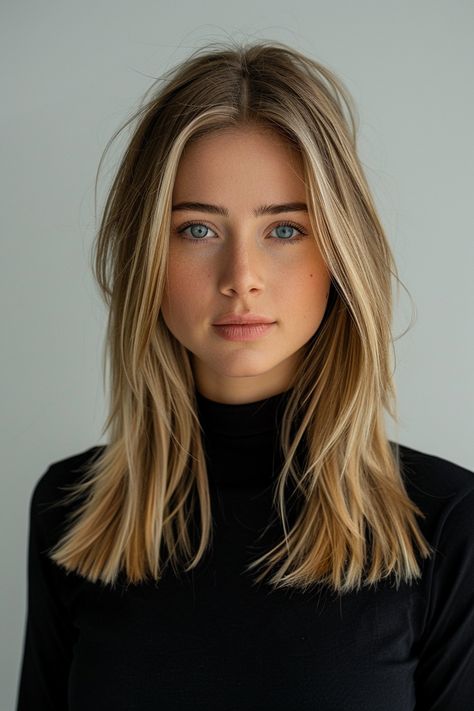 Discover the best medium hair cuts for straight blonde hair, designed to enhance your look with minimal effort. These styles are perfect for anyone looking for a fresh, easy-to-maintain hairstyle. Blonde Haircuts Straight Hair, Blonde Haircut Medium, Medium Haircut Straight Hair, Blonde For Fair Skin, Straight Blonde Haircut, Blonde Balayage Straight Hair, Pearl Blonde Hair Color, Medium Length Fine Hair, Blond Straight Hair