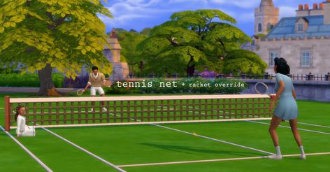 Okay, not really. It’s the net from the ping pong table resized + overrides but��… Tennis! It comes with an override that turns the paddles into rackets, so keep in mind this will override the original ping pong paddles too. Casas The Sims Freeplay, Sims 4 Stories, Tennis Net, Sims 4 Black Hair, Sims 4 Traits, The Sims 4 Packs, Sims 4 Expansions, Tumblr Sims 4, Sims 4 Gameplay