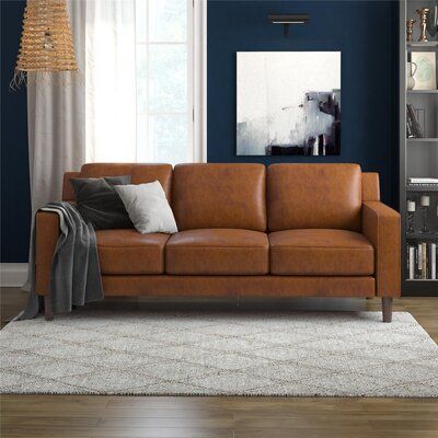 Faux Leather Sofa, Square Arm Sofa, Wayfair Furniture, Leather Couch, Couches Living Room, 3 Seater Sofa, Seating Arrangements, Leather Upholstery, Leather Sofa