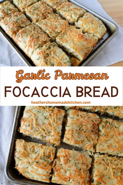 Cheese Focaccia Bread Recipe, Garlic Parmesan Focaccia Bread, Garlic Parmesan Foccacia Bread, Focaccia Topping Ideas, Easy Drop Biscuits, Grandma Recipes, Foccacia Bread, Bread Toppings, Savory Breads