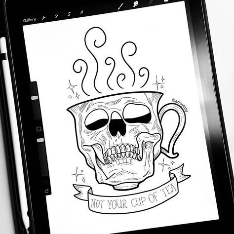 not your cup of tea ♡ b Cup Of Tea Tattoo, Tea Cup Drawing, Cup Drawing, Tea Tattoo, Brush Tattoo, Coffee Tattoos, Creepy Tattoos, Keep Safe, Blood Art