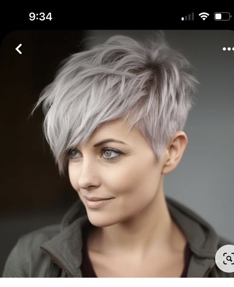 Pixie Cut With Long Bangs, Cute Pixie Haircuts, Grey Hair Transformation, Pixie Cut With Bangs, Short Hair Pixie Cuts, Messy Short Hair, Short Grey Hair, Edgy Short Hair, Sassy Hair