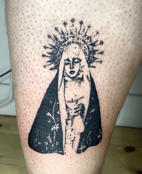 Martyr Tattoo, Saint Tattoo Female, Mary Magdalene Tattoo, Our Lady Of Sorrows Tattoo, Hail Mary Tattoo, Madonna Tattoo, New Tattoo Styles, Traditional Tattoo Man, Saint Tattoo