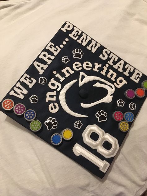 Penn State Graduation Party, Penn State Grad Cap, Penn State Graduation Pictures, Penn State Graduation, Penn State Painting, Penn State College, Diy Graduation Cap, Graduation Party Planning, Light Hair Color