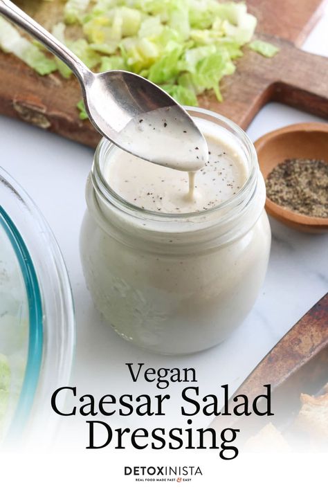 Vegan Caesar Dressing Vegan Caesar Salad Dressing, Plant Based Gluten Free, Anchovy Paste, Vegan Caesar Dressing, Vegan Sauce Recipes, Vegan Caesar Salad, Vegan Caesar, Plant Based Recipes Dinner, Vegan Worcestershire Sauce