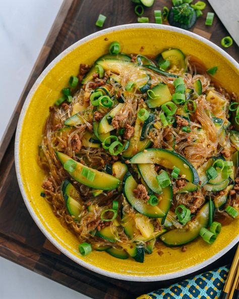 Zucchini with Glass Noodles - The Woks of Life Good For Dinner, Glass Noodles Recipe, Cellophane Noodles, Woks Of Life, The Woks Of Life, Dried Shrimp, Glass Noodles, Noodle Soup Recipes, Woks