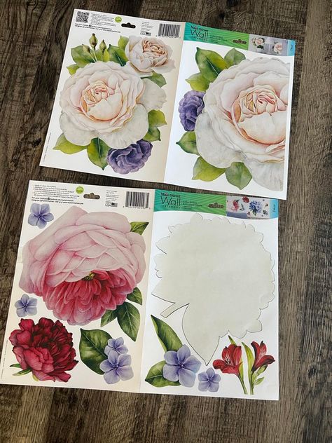 Dollar Tree Stickers Crafts, Dollar Tree Wallpaper, Dollar Tree Flowers, Floral Crafts, The Shabby Tree, Diy Wall Decals, Floral Wall Decals, Shabby Tree, Tree Decals