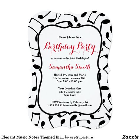 Elegant Music Notes Themed Birthday Party Invite Music Note Themed Party, Music Wedding Invitations, Music Theme Party, Music Party Invitations, Music Note Party, Music Birthday Party, Music Theme Birthday, Music Themed Parties, Music Birthday