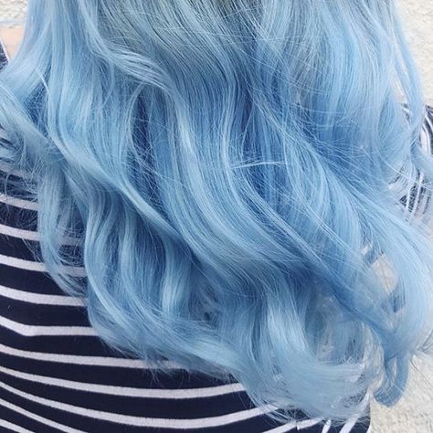 Is this the best blue on earth!? It is. @pulpriothair Powder, Mercury, Lilac, Nirvana. Baby Making hair. 💙👏 Powder Blue Hair, Black Hair With Blonde Highlights, Baby Blue Hair, Ocean Hair, Ghoulia Yelps, Blue Black Hair, Purple Wig, Blue Wig, Pulp Riot