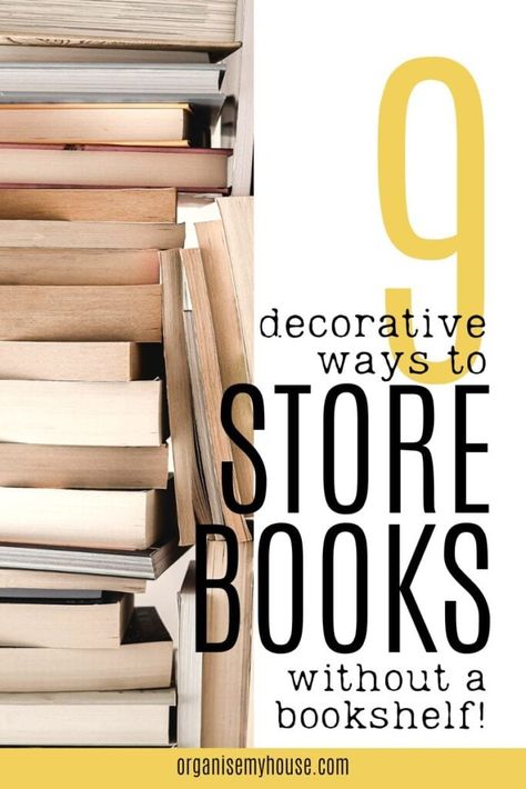 Storage For Books In Bedroom, Non Bookshelf Book Storage, Space Saving Bookshelf Ideas, Book Display Without Bookshelf, Alternative Shelving Ideas, How To Display Photo Books, Paperback Book Storage, Alternative Bookshelf Ideas, Small Area Book Storage