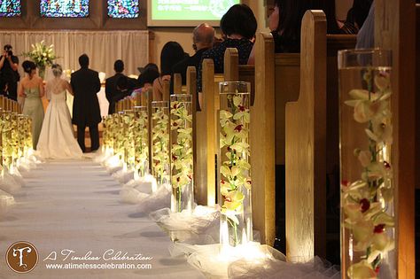 Church aisle decor Church Aisle Decorations, Aisle Ideas, Church Aisle, Wedding Church Decor, Fall Wedding Bridesmaids, Aisle Decorations, Wedding Altar, Montreal Wedding, Church Wedding Decorations