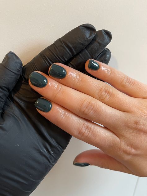 Gel Winter Nail Colours Dark, Light And Dark Nails, Dark Shellac Nails, Fall Short Oval Nails, Winter Nail Colours 2024, Spring Dark Nails, January Nail Colors Dip, Grey Green Nails, Dark Green Gel Nails