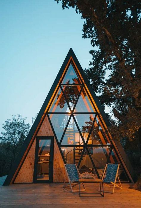 A-frame Interior, A Frame Cabin Plans, Triangle House, A Frame Cabins, A Frame House Plans, Frame Cabin, Micro House, Hair Prom, A Frame Cabin