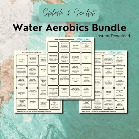 Workouts Printable, Water Aerobics Routine, Swimming Lesson Plans, Water Aerobic Exercises, Water Aerobics Workout, Functional Exercises, Pool Workouts, Pool Exercises, Exercise Pool