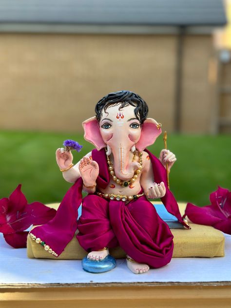 Ganesh Idol Ganpati Making At Home, Ganpati Making, Eco Friendly Ganesha, Ganpati Festival, Ganpati Bappa, Diy Clay Crafts, Diy Clay, Ganesha, Clay Crafts