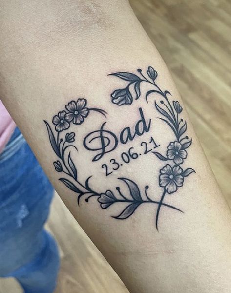 Dead Loved One Tattoo, Dad In Heaven Tattoo, Tattoos For Dead Dad, Tattoos For Dead Relatives, Memorial Tattoo Grandpa, Dead Dad Tattoo, Rip Dad Tattoos For Daughters, Memorial Tattoos Dad, Mom And Dad Memorial Tattoos