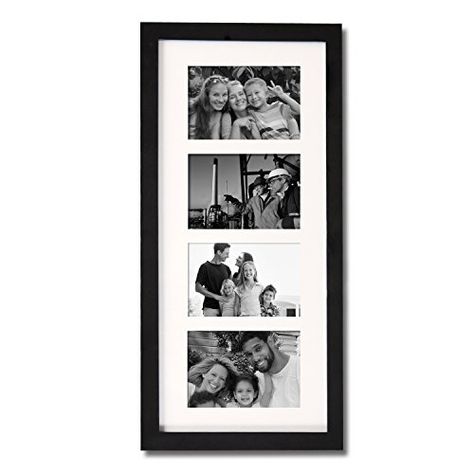 Adeco 4-Opening Decorative Wood Wall Hanging Picture Frame with Mat, 3.5 by 5-Inch Picture Collage Frame, Black Wood Wall, Picture Frame Quotes, Gallery Wall Frame Set, White Collage, Small Picture Frames, Collage Frame, Photo Wall Gallery, Framed Photo Collage