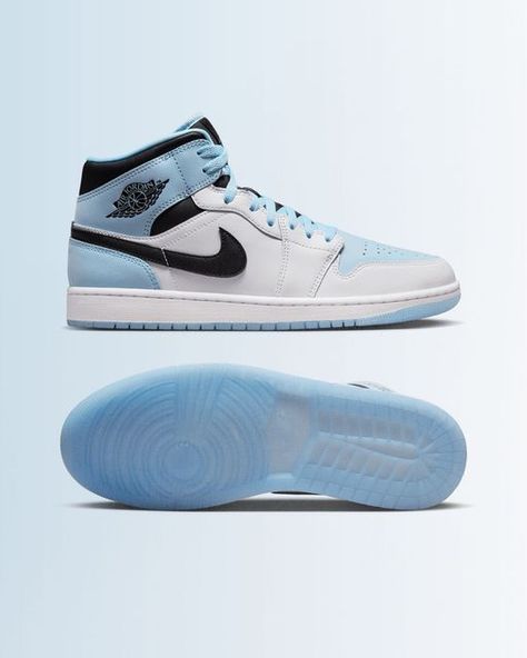 Mid Jordan 1, Air Jordan 1 Mid Se, Nike Air Jordan 1 Mid, Black Ice, Icy Blue, Air Jordan 1 Mid, Jordan 1 Mid, Classic Sneakers, Black Nylons