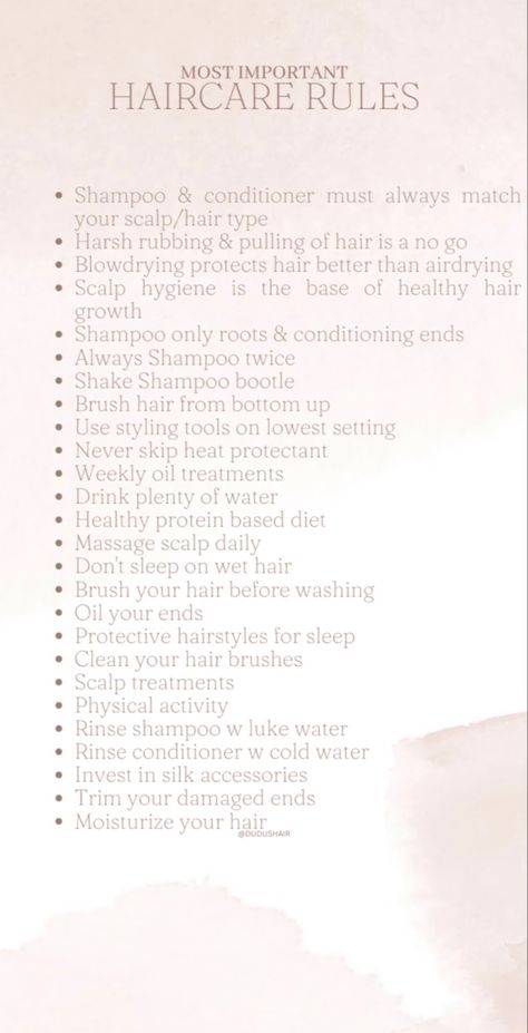 Basic Hair Care Tips, Hair Care Schedule Weekly, Hair Care Routine To Get Thick Hair, Tips To Have Healthy Hair, Haircare Routine For Hair Growth, Healthy Hair Wash Routine, Haircare Routine Tips, How To Take Better Care Of Your Hair, Hair Care List