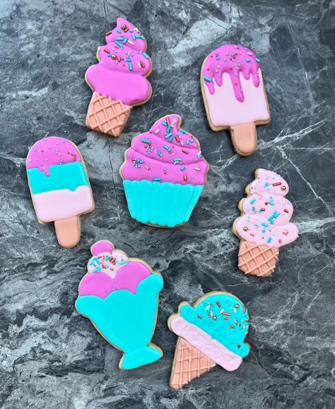 Ice cream chillin 🍦 . . . . #sugarcookies #royalicingcookies #icecreamcookies #popciclecookies #summercookies #cookiedecorating Royal Icing Sugar Cookies, Icing Sugar Cookies, Royal Icing Sugar, Summer Cookies, Ice Cream Cookies, Icing Sugar, Cupcake Cake, Summer Treats, Royal Icing Cookies