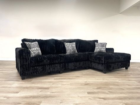 Revitalize your living room with the sleek 9500 Black Sectional from Eve Furniture! 🖤✨ Perfect for modern homes, this sectional combines sophisticated design with unmatched comfort. Elevate your space and indulge in luxurious relaxation with this chic addition. 🛋️🌟 #EveFurniture #LivingRoomGoals #HomeDecor #InteriorDesign #FurnitureTrends #ModernLiving #LuxuryLiving #USAHome #HomeInspo #FurnitureDesign #StylishLiving #BlackSectional #InteriorGoals #ViralDecor #TrendingFurniture #HomeStyle #L... Charcoal Sectional, Black Sectional, Black Couches, Apartment Decorating Living, Elegant Living Room Decor, House Essentials, Kids Bedroom Sets, Upholstered Sectional, Elegant Living Room