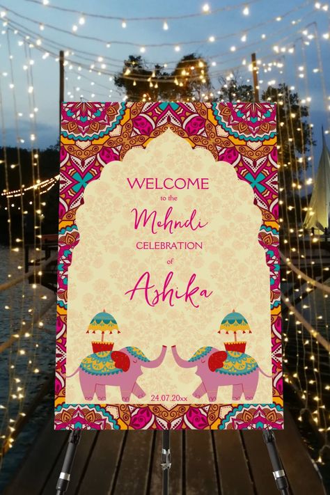 Mehndi welcome sign cute elephants pink mandala background mahndi welcome board Mehndi Board Ideas, Mehndi Sangeet Decoration, Mehendi Welcome Sign, Mehandi Background Decoration, Mehendi Sign Boards, Wedding Boards Signs Entrance Indian, Mehendi Welcome Board Ideas, Mehndi Sign Board, Mehandi Welcome Board