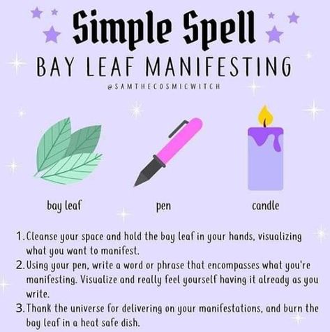 Burn Bay Leaves, Learn Hypnosis, Manifestation Spells, Witchcraft Spells For Beginners, Spells For Beginners, Easy Spells, Wiccan Magic, Witch Spirituality, Magic Spell Book