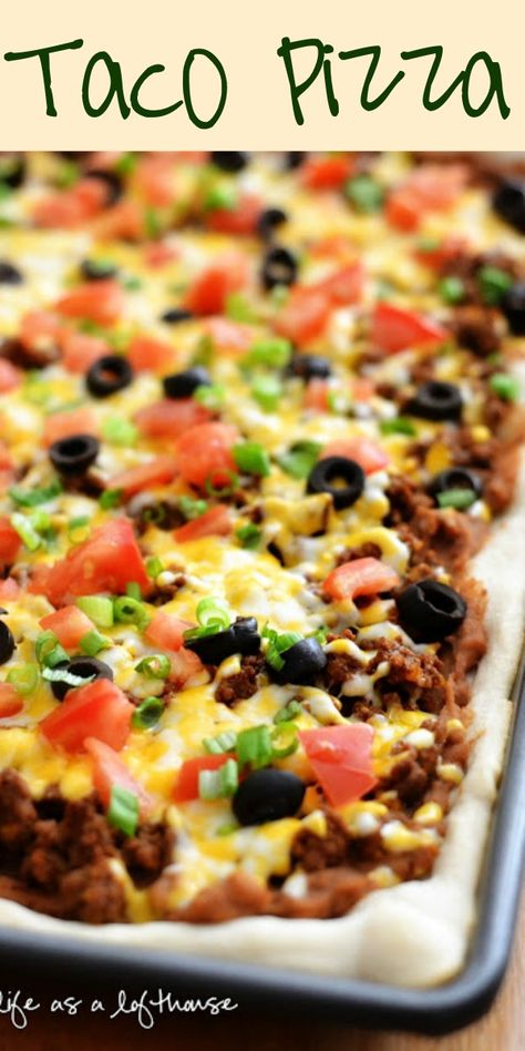 Taco Pizza Nacho Pizza Recipes, Different Pizza Ideas, Homemade Taco Pizza, Taco Pizza Recipe, Easy Taco Pizza, Taco Pizza Recipes, Pizza Taco, Taco Toppings, Pizza Ideas