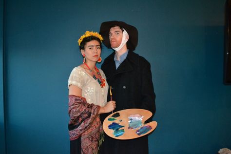 Famous Artist Costume, Famous Artists Costumes, Famous Artist Halloween Costume, Van Gogh And Starry Night Costume, Vincent Van Gogh Costume, Van Gogh Halloween Costume, Van Gogh Costume, Partner Costumes, Homemade Halloween Costumes