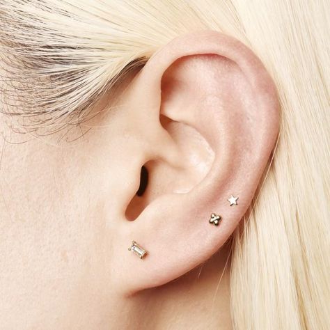 Second Hole Teeny Star Earring – STONE AND STRAND Low Helix Piercing, Second Ear Piercing, Constellation Piercings, Upper Lobe Piercing, Different Ear Piercings, Gold Ear Jacket, Stone And Strand, Upper Lobe, Star Earring