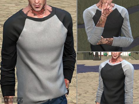 - 10 swatches; Found in TSR Category 'Sims 4 Male Everyday' Sims Tops, Sims 4 Men Clothing, Sims 4 Stories, Masculine Clothing, Sims 4 Male Clothes, Sims Packs, Raglan Long Sleeve, Male Clothes, Sims 4 Cc Folder