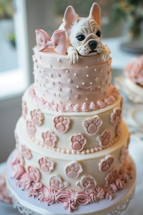 Chic French Bulldog Cake Designs to Celebrate in Style Cakes Dog Theme, Bulldog Birthday Cake, French Bulldog Cake, Puppy Cakes, French Bulldog Birthday, Bulldog Birthday, Bulldog Cake, Dog Themed Birthday Party, Puppy Cake