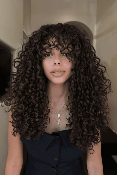 curly shag haircut, trendy hairstyles 2024, textured hair cuts Curly Hair Wispy Bangs, Naturally Curly Shag Haircut, Curly Shag Hairstyles, Shag Hairstyles With Bangs, Curly Shag, Curly Layers, Curly Shag Haircut, Bangs And Layers, Shag Cut