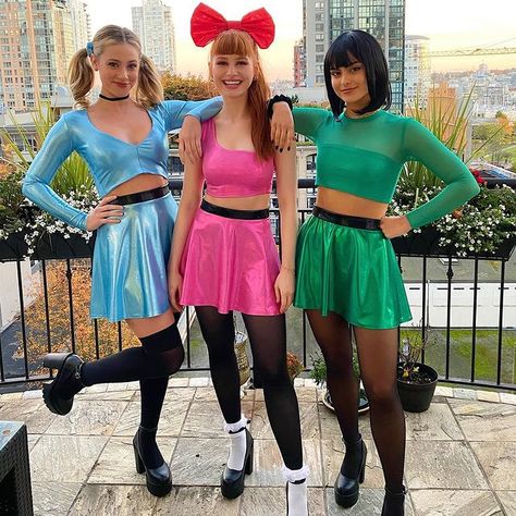 Epic Halloween Costumes, Powerpuff Girls Costume, Kostuum Halloween, Cute Group Halloween Costumes, Cheryl Blossom Riverdale, Duo Costumes, Trio Halloween Costumes, Diy Kostüm, Puff Girl