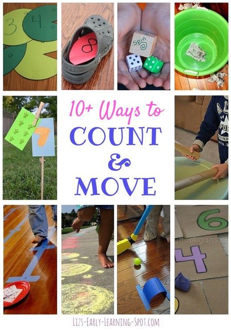 The science is in, kids learn more effectively when they move, so why not count and move at the same time? Free Educational Printables, Preschool Math Games, Kinesthetic Learning, Teaching Counting, Preschool Counting, Kindergarten Math Games, Kindergarten Freebies, Teaching Numbers, Kindergarten Games