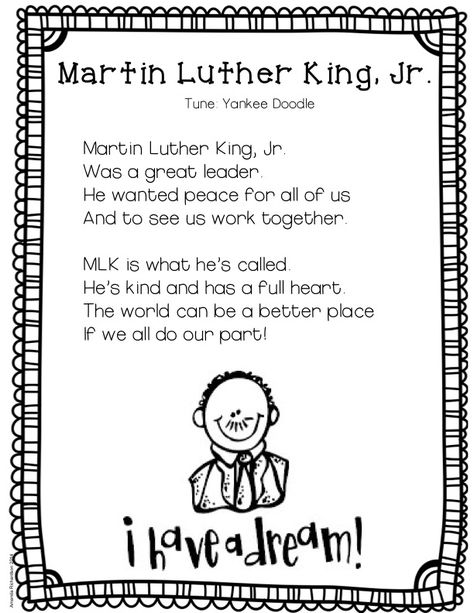 I hope you all have enjoyed this LOVELY day! It was absolutely gorgeous here in Texas today! Ryan and I were able to enjoy the day by shopping for nursery items. We had a blast! Anyway, I just wanted to pop in really quickly to share a poem with you all that I wrote andMore Martin Luther King Jr Crafts, Martin Luther King Activities, Mlk Activities, Martin Luther King Jr Activities, Mlk Jr, Dr Martin Luther King, Social Studies Activities, History For Kids, Shared Reading