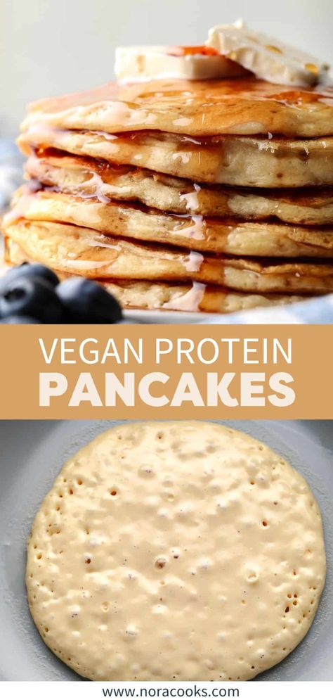 Vegan Protein Pancakes Vegan Protein Ideas, Eggless Protein Pancakes, Vegan High Protein Dessert, Plant Based Breakfast Easy, Vegan High Protein Breakfast, Easy Vegan Protein, Vegan Protein Breakfast, Vegan Protein Snacks, Vegan Protein Pancakes