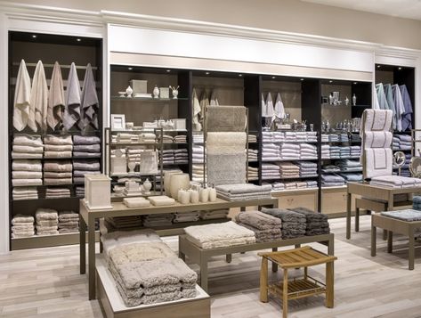 Hotel Retail Store Designs, Bedding Shop Display, Furnishing Store Interior, Bedding Shop Interior Design, Bedding Display Store Retail Design, Home Decor Store Display Retail Design Visual Merchandising, Luxury Retail Interior, Home Store Design, Bedding Display