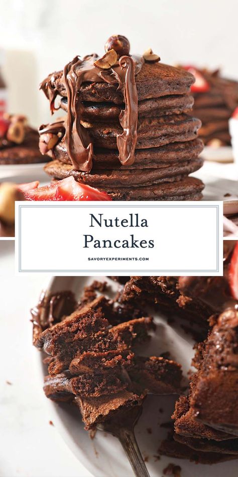 How To Make Nutella Pancakes, Nutella Pancake Recipe Easy, Nutella Uncrustables, Nutella Breakfast Ideas, Nutella Pancakes Recipe, Pancake Flavor Ideas, Breakfast With Nutella, Spring Pancakes, Nutella Breakfast Recipes