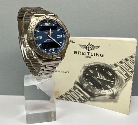 Vintage Breitling, Breitling Aerospace, Blue Dial Watch, Titanium Quartz, Manual Book, Vintage Omega, Women Wrist Watch, Wristwatch Men, Accessories Watches