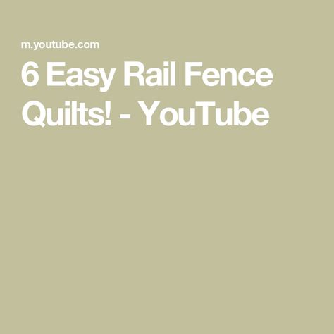 6 Easy Rail Fence Quilts! - YouTube Porch Rail Quilt Pattern Free, Rail Fence Quilts, Rail Quilt, Rail Fence Quilt, Rail Fence, Porch Railing, Easy Quilts, Quilt Patterns Free, Quilt Making