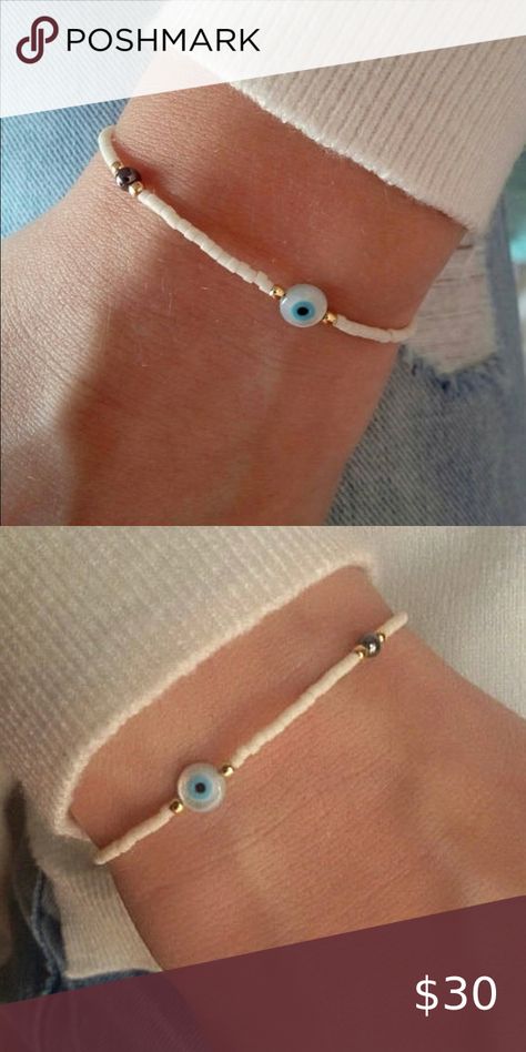 LAST CHANCE Evil Eye Stone Bracelet Evil Eye Jewelry Diy, Evil Eye Bracelet Diy, Evil Eye Jewelry Bracelet, Evil Eye Stone, Diy Pearl Necklace, Evil Eye Nails, Bracelet Evil Eye, Beads Bracelet Design, Eye Bracelet