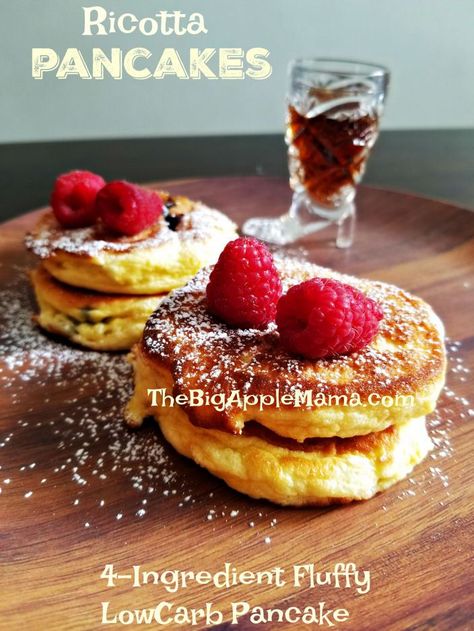 Low Carb Ricotta Pancakes, Daily Yum, Pancakes Low Carb, Low Carb Pancakes, Ricotta Pancakes, Cheese Pancakes, Recetas Keto, Tasty Pancakes, Sugar Free Syrup