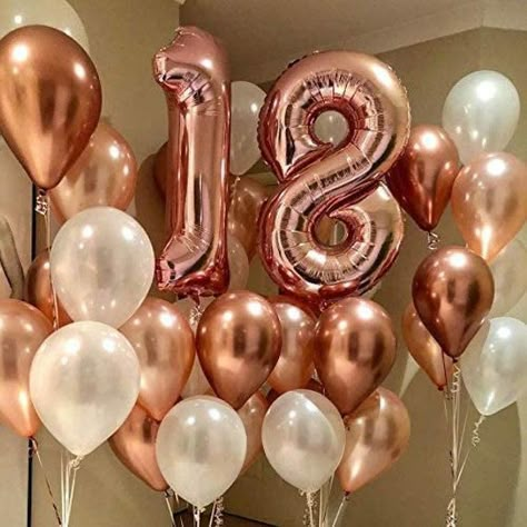 Balloon Wedding Decorations, Deco Ballon, Gold Happy Birthday, 18th Birthday Decorations, Decor Balloons, 18th Anniversary, Balloon Wedding, Foil Number Balloons, Anniversary Decoration