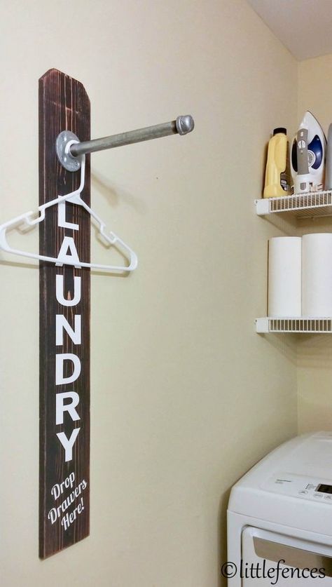 Wood Clothing Rack, Rustic Laundry, Wood Clothing, Laundy Room, Rack Industrial, Galvanized Decor, Pipe Rack, Laundry Sign, Diy Rustic Home