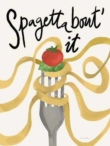 size: 12x9in Art Print: Pasta Italiana IV by Farida Zaman : Italian Kitchen Signs, Pasta Illustration Graphics, Italian Night Dinner Party Decorations, Spaghetti Party, Spaghetti Art, Red Pasta, Pasta Art, Spaghetti Dinner, Pasta Italiana