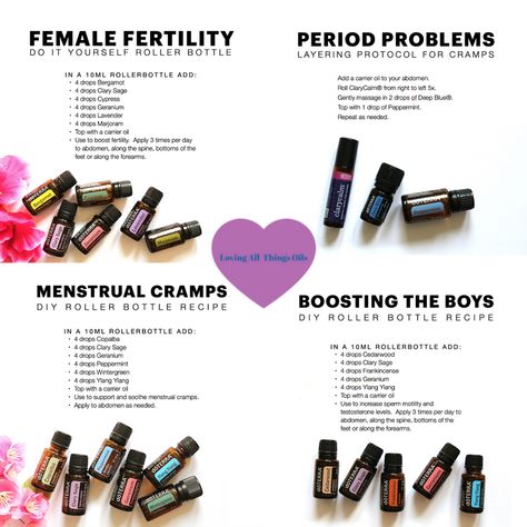 Doterra Fertility Blend, Essential Oil Roller Bottle Recipes, Doterra Diffuser Blends, Essential Oils Collection, Doterra Essential Oils Recipes, Essential Oil Carrier Oils, Essential Oils Guide, Essential Oils Health, Oil Diffuser Recipes